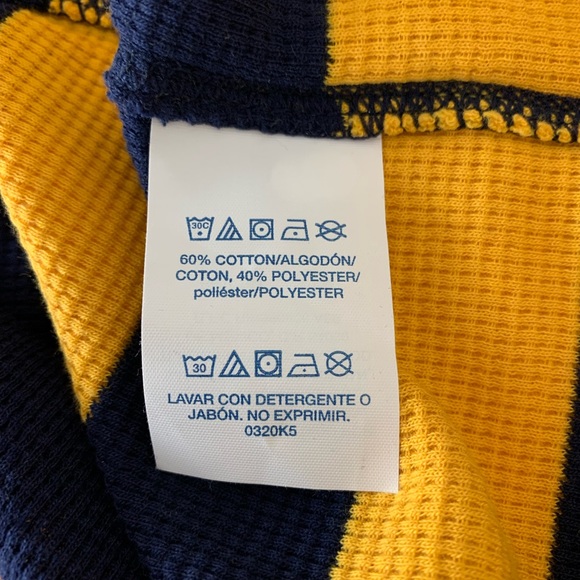 Polo Ralph Lauren Navy Blue and Yellow Striped Waffle Knit Sleep Shirt XL - Picture 5 of 5